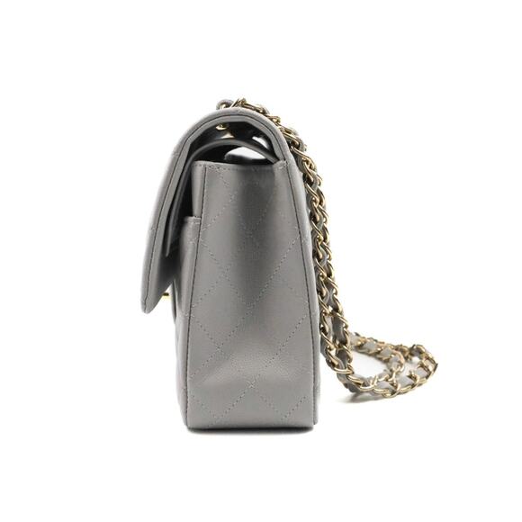 Chanel Small Classic Quilted Flap Lambskin Grey Caviar Gold Hardware - S - Picture 4 of 5